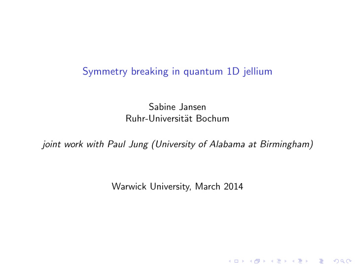 symmetry breaking in quantum 1d jellium