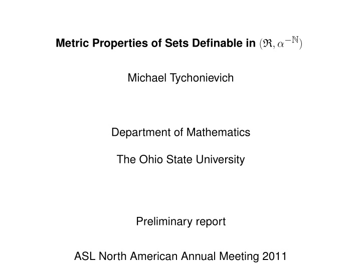 metric properties of sets definable in r n michael