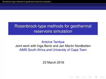 Rosenbrock-type methods for geothermal  reservoirs simulation  Antoine Tambue  Joint work with Inga