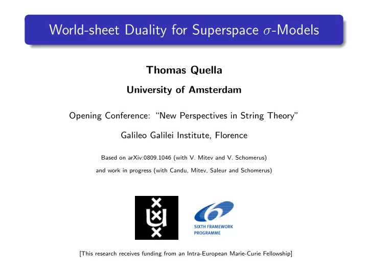 world sheet duality for superspace models