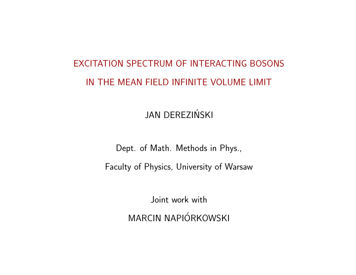 excitation spectrum of interacting bosons in the mean