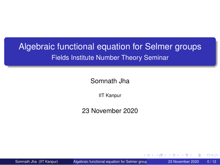 algebraic functional equation for selmer groups