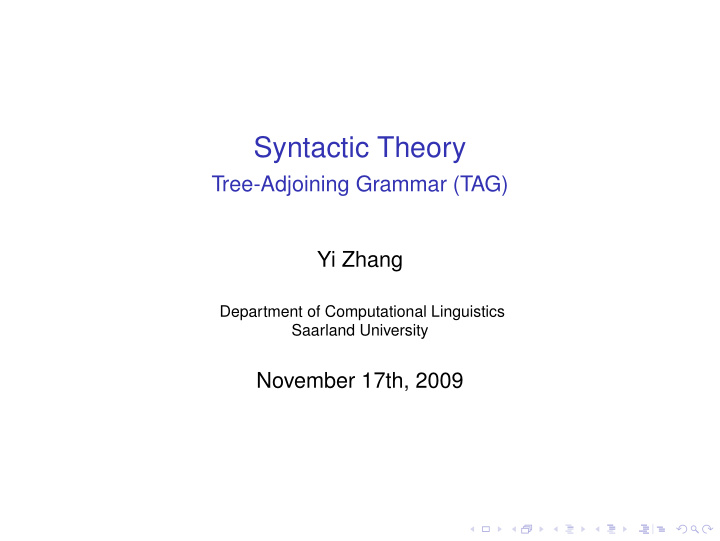 syntactic theory