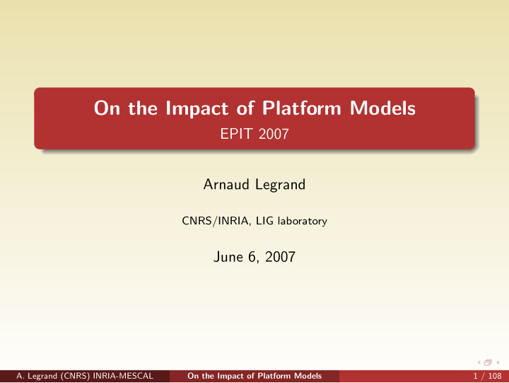 on the impact of platform models