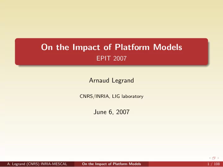 on the impact of platform models