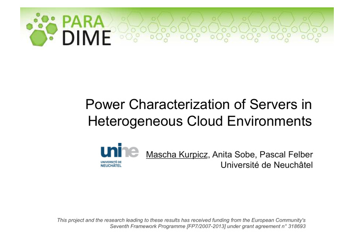 power characterization of servers in heterogeneous cloud