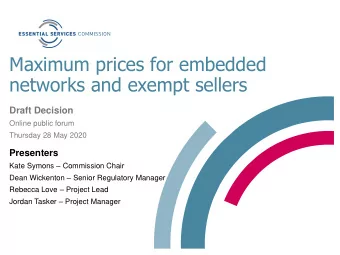 Maximum prices for embedded  networks and exempt sellers  Draft Decision  Online public forum