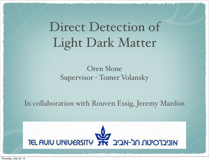 direct detection of light dark matter