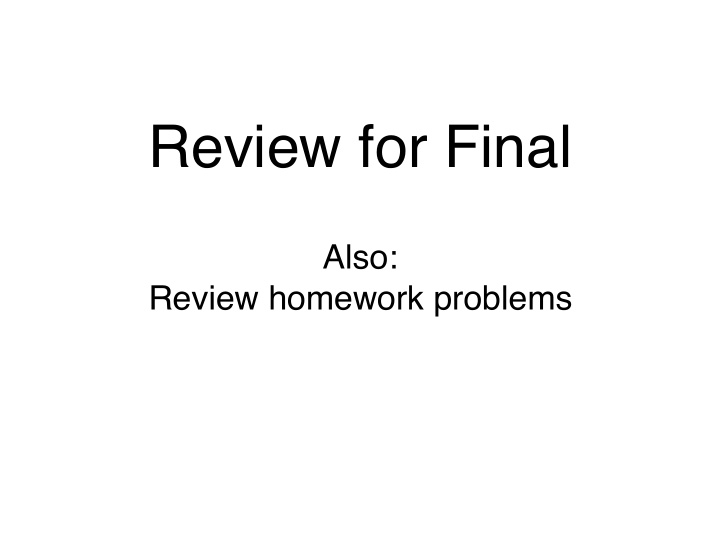 review for final