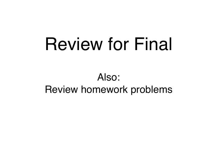 review for final