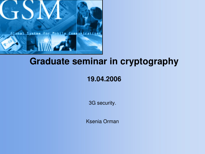 graduate seminar in cryptography