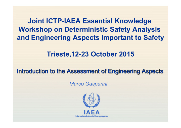 joint ictp iaea essential knowledge workshop on