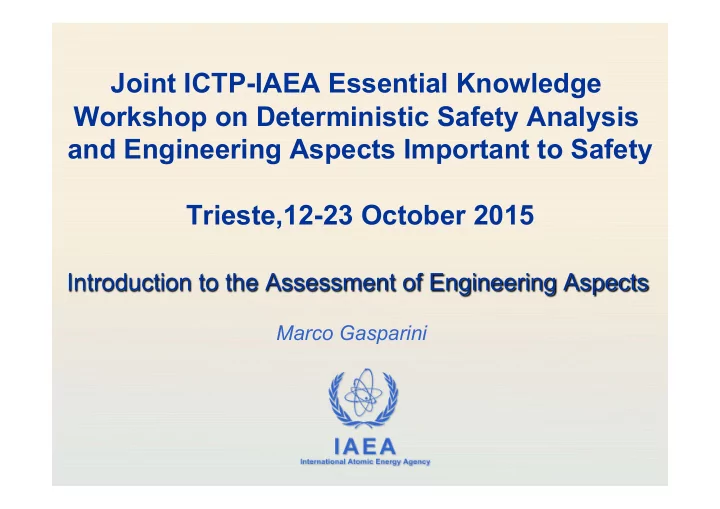 joint ictp iaea essential knowledge workshop on