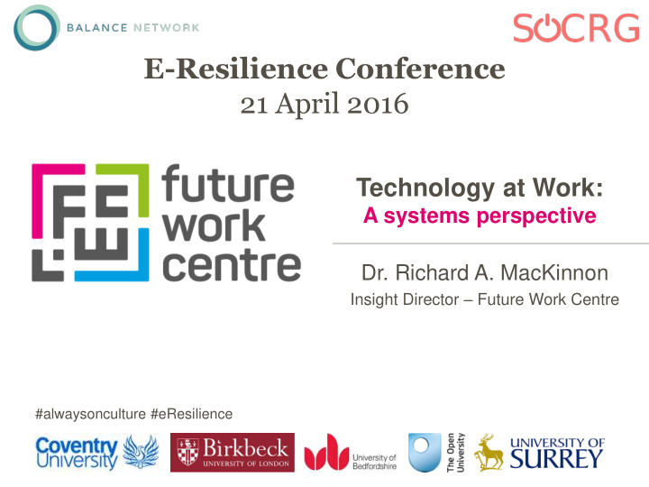 e resilience conference 21 april 2016