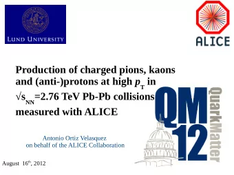 Production of charged pions, kaons and (anti-)protons at high p T in s NN =2.76 TeV Pb-Pb