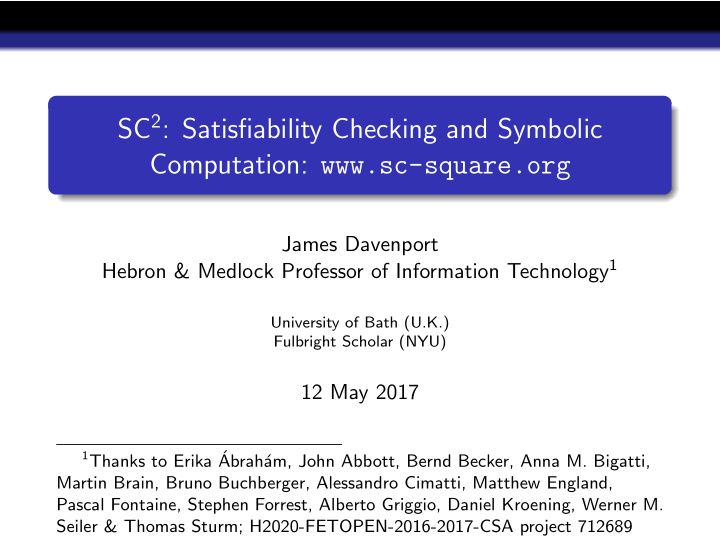 sc 2 satisfiability checking and symbolic computation sc