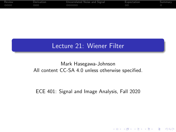 lecture 21 wiener filter