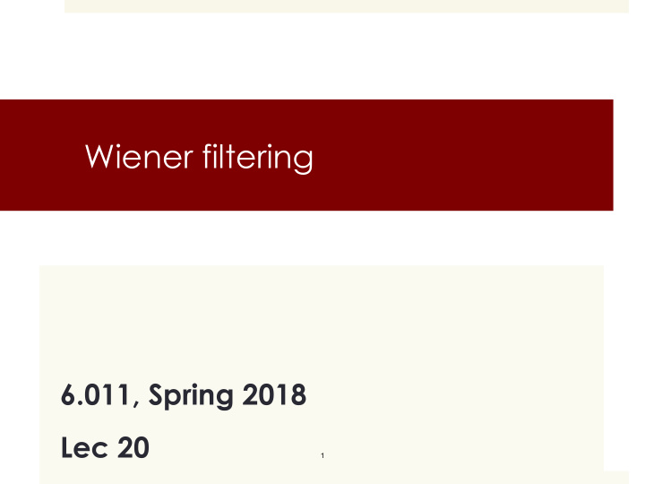 wiener filtering