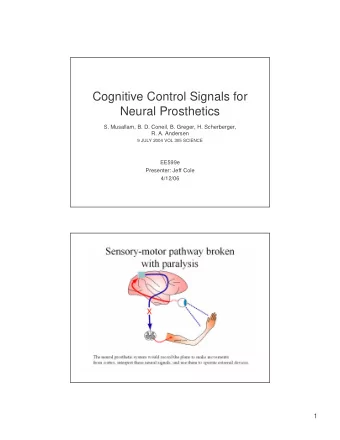 Cognitive Control Signals for  Neural Prosthetics  S. Musallam, B. D. Coneil, B. Greger, H.