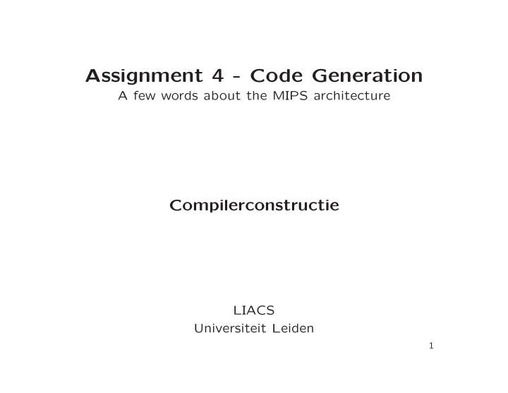 assignment 4 code generation