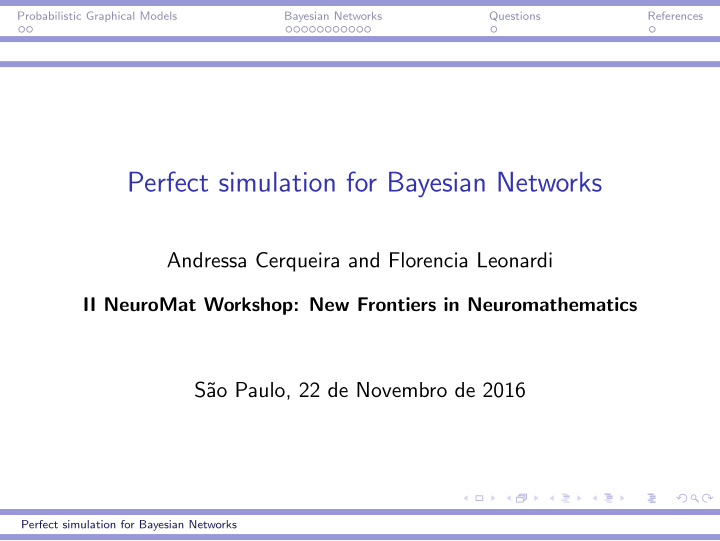 perfect simulation for bayesian networks