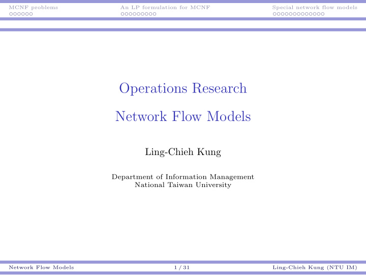 operations research network flow models