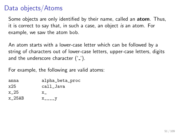 data objects atoms