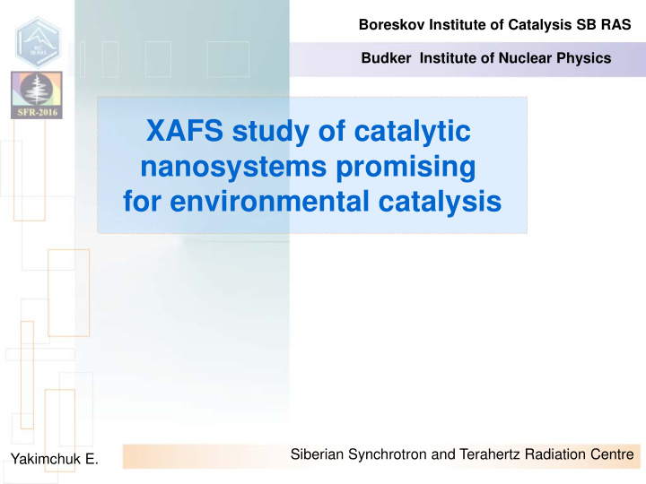 xafs study of catalytic nanosystems promising for