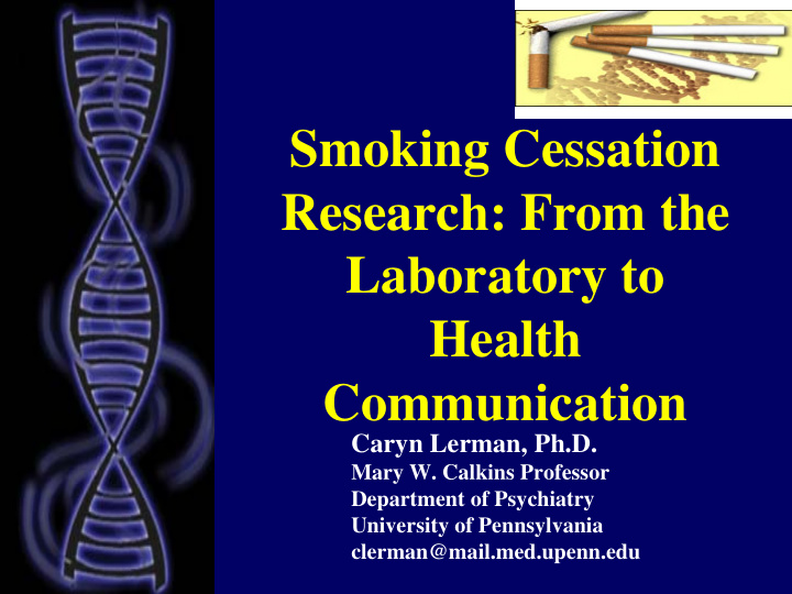 smoking cessation research from the laboratory to health