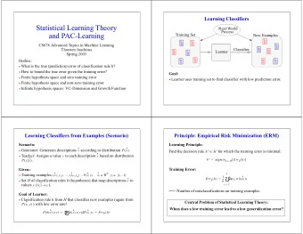 Statistical  Learning  Theory  Real-World  Process and  PAC-Learning Training  Set New
