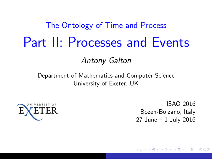 part ii processes and events