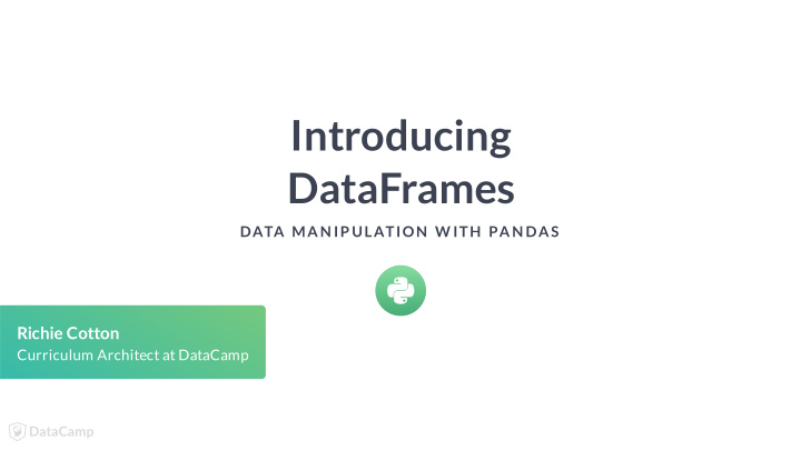 introducing dataframes