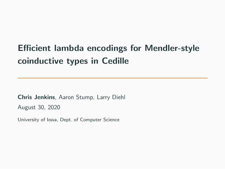 efficient lambda encodings for mendler style coinductive