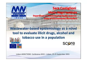 Sara Castiglioni  Sara Castiglioni  Mario Negri Institute  Mario Negri Institute  Department of