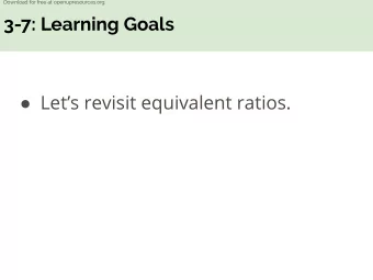 3-7: Learning Goals  Lets revisit equivalent ratios.  Download for free at