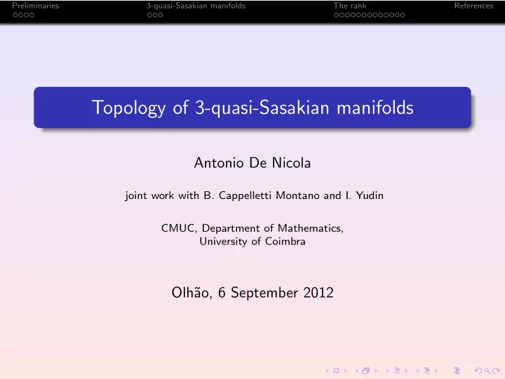topology of 3 quasi sasakian manifolds