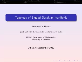 Topology of 3-quasi-Sasakian manifolds  Antonio De Nicola  joint work with B. Cappelletti Montano