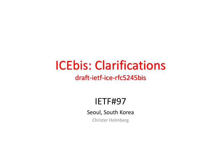 icebis clarifications