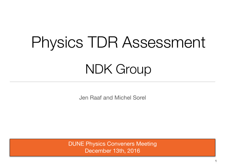 physics tdr assessment