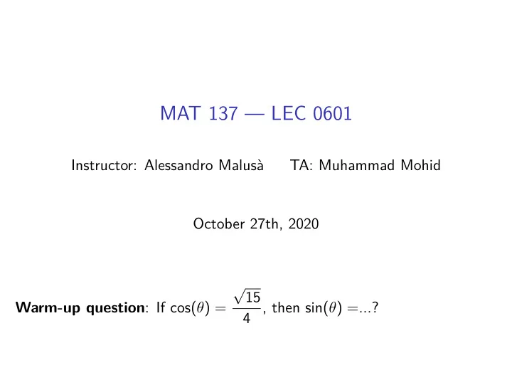 mat 137 lec 0601