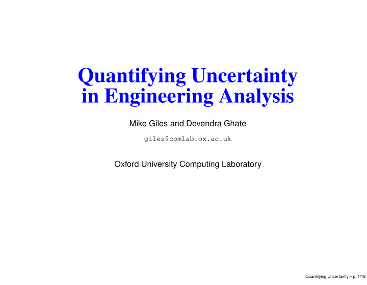 quantifying uncertainty in engineering analysis