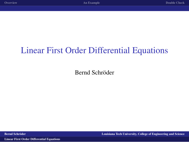 linear first order differential equations