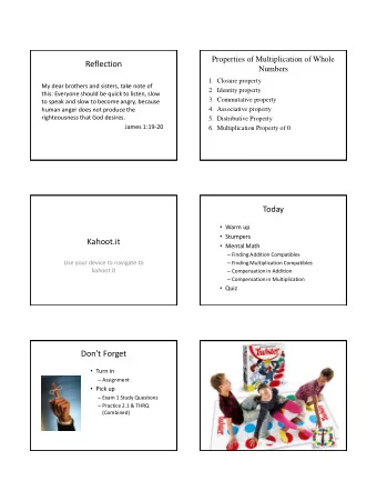 Kahoot.it  Mental Math  Finding Addition Compatibles  Use your device to navigate to