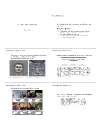 Neural Networks  Still seeking flexible, non-linear models for classfication and  CS 335: Neural