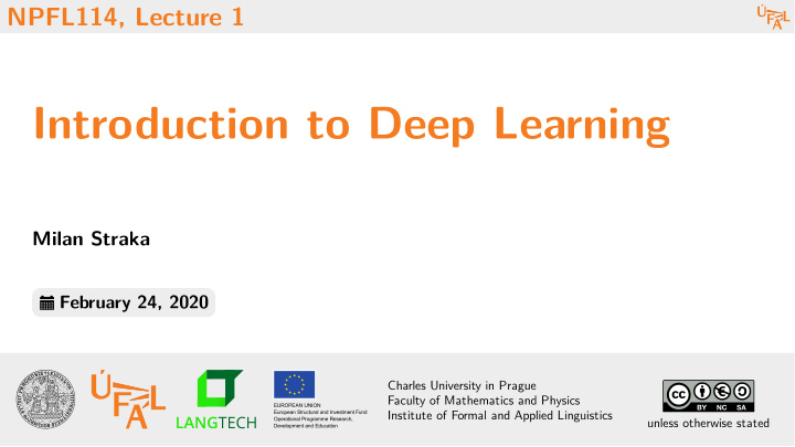 introduction to deep learning