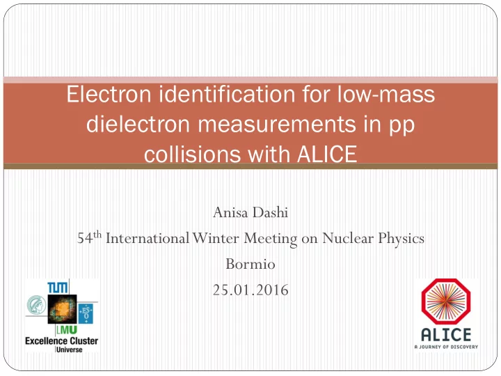dielectron measurements in pp