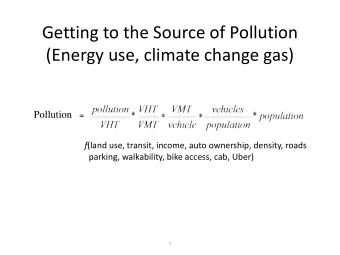 Getting to the Source of Pollution  (Energy use, climate change gas) Pollution = f (land use,