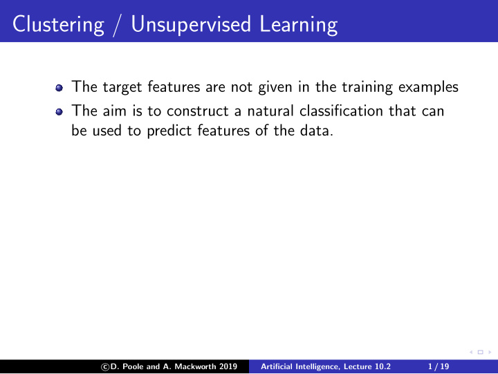 clustering unsupervised learning