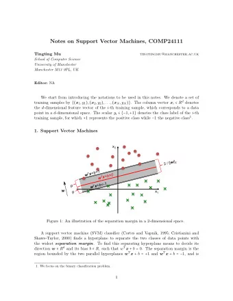 Notes on Support Vector Machines, COMP24111  Tingting Mu  tingtingmu@manchester.ac.uk  School of