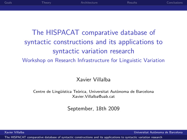 the hispacat comparative database of syntactic